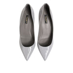 Dolce & Gabbana Light Gray Leather Kitten Heels Pumps Shoes LA12794-39