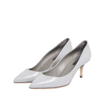 Dolce & Gabbana Light Gray Leather Kitten Heels Pumps Shoes LA12794-39