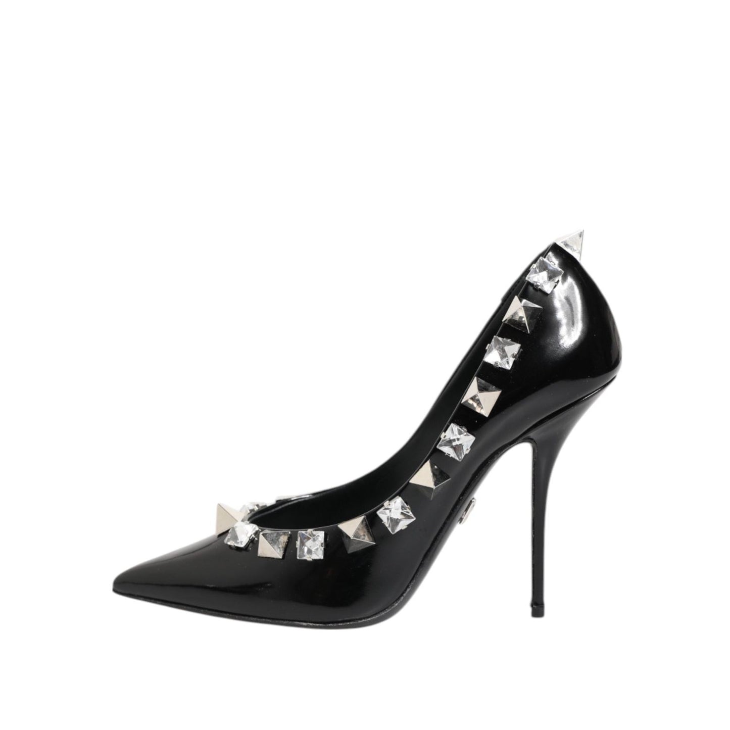 Dolce & Gabbana Black Crystals Studs Stiletto Pumps Shoes LA12798-39