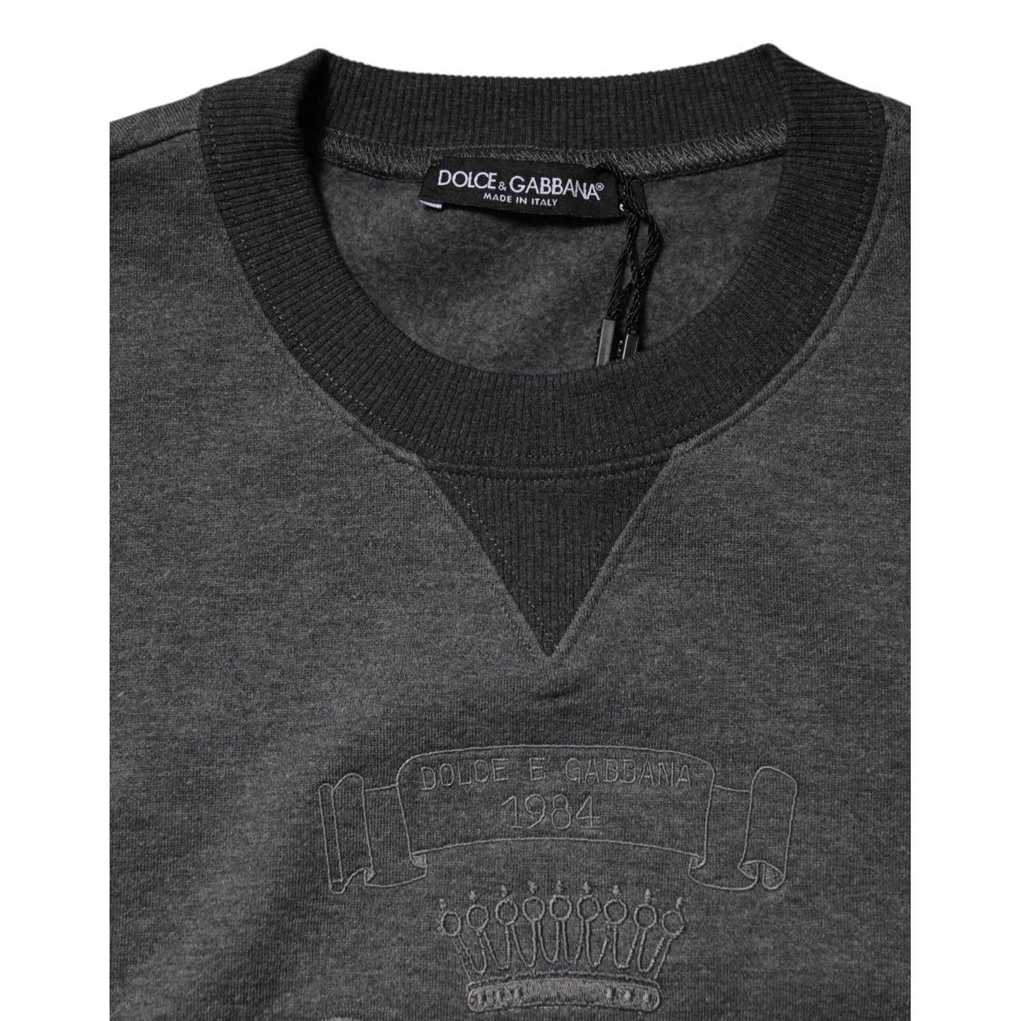 Dolce & Gabbana Gray DG Logo Embroidered Pullover Sweater TSH90731-36