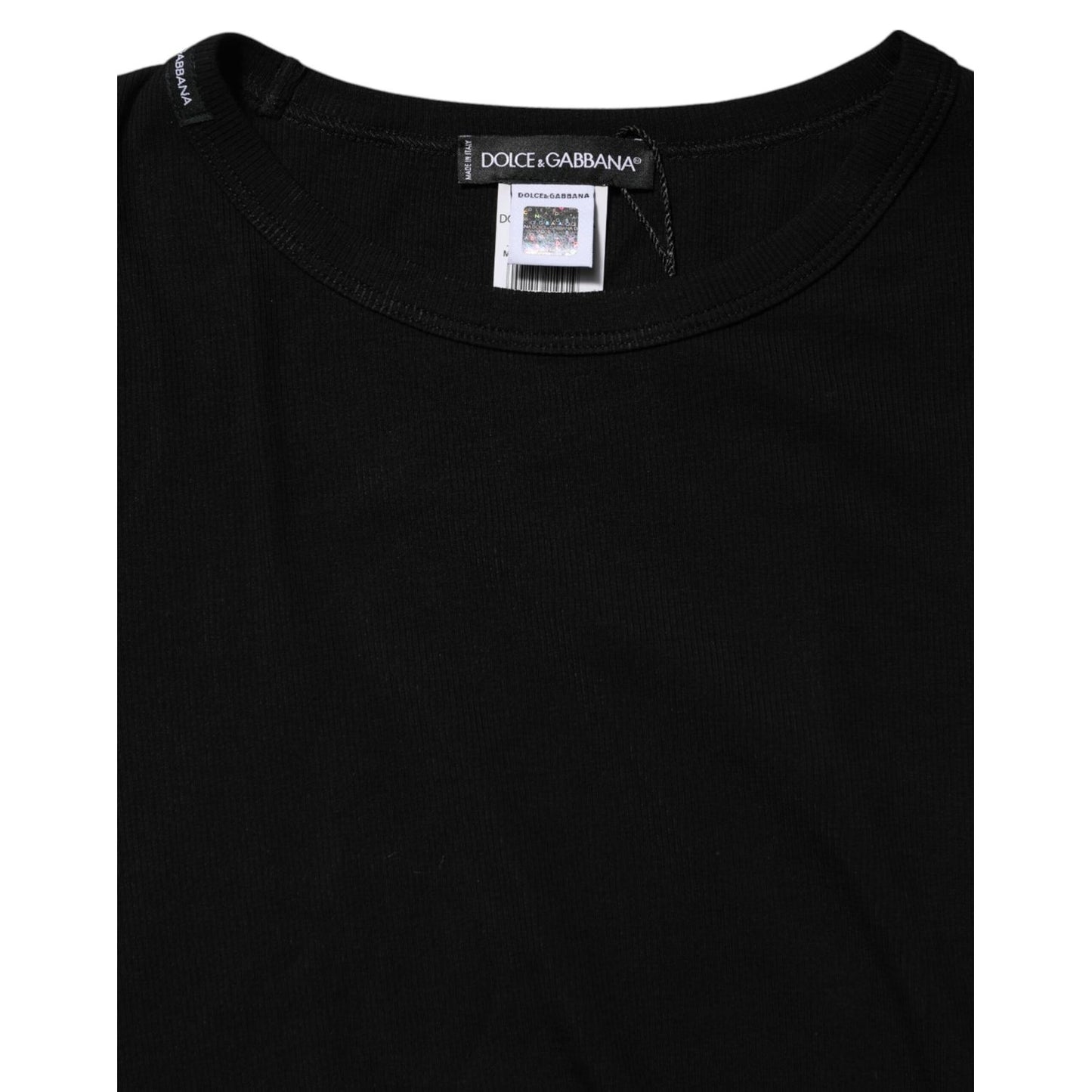 Dolce & Gabbana Black Cotton Knit Round Neck Long Sleeves T-shirt