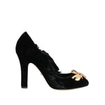Dolce & Gabbana Black Roses Crystal Brooch Mary Jane Shoes LA12832-36.5