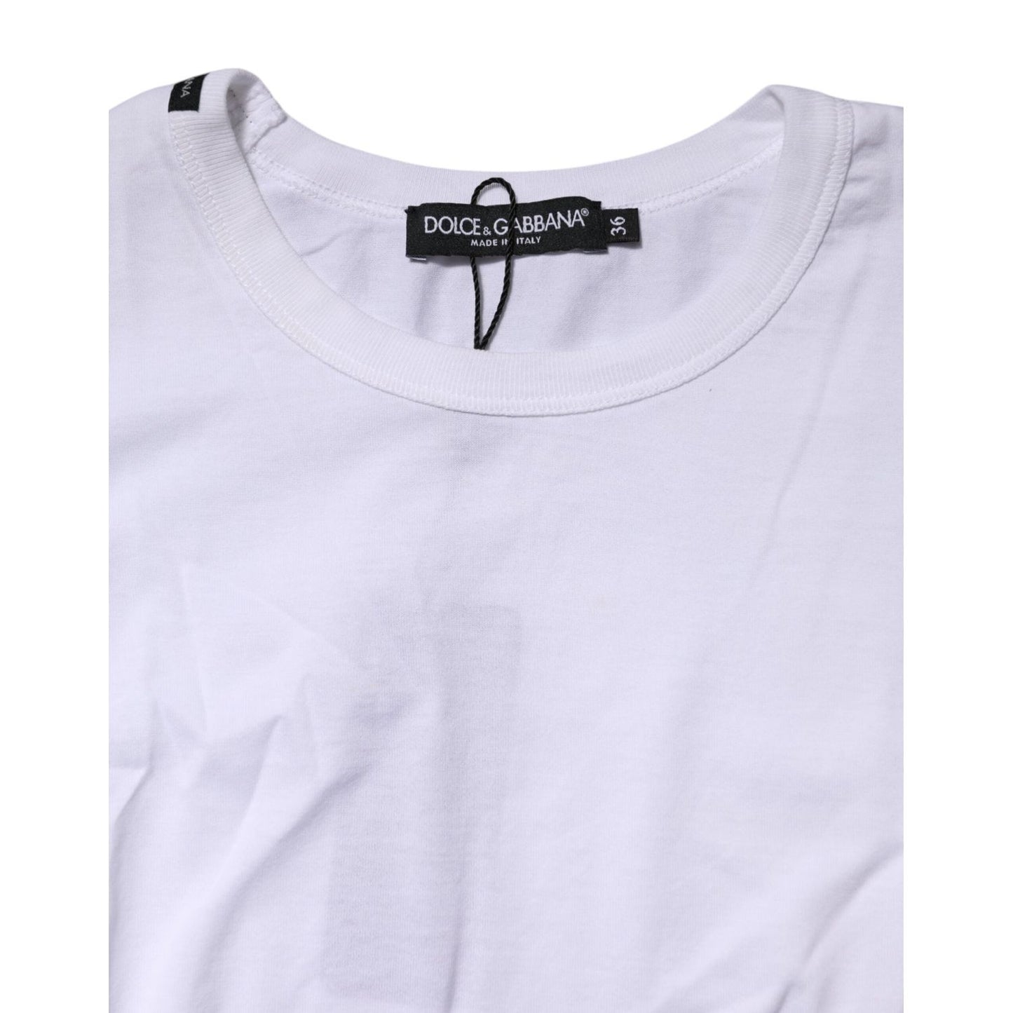 Dolce & Gabbana White Cotton Crew Neck Cropped Top T-shirt TSH90746-36