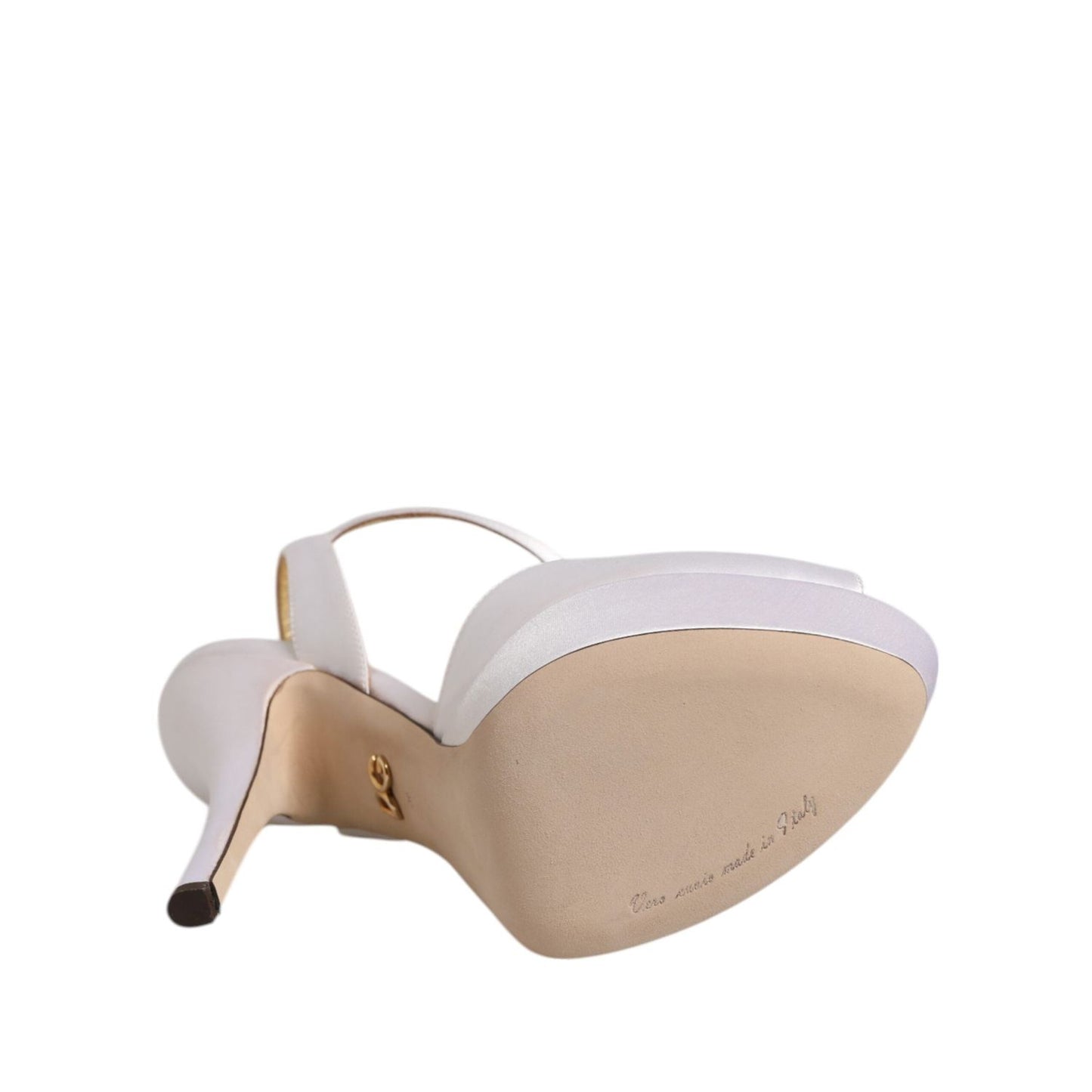 Dolce & Gabbana White Satin Platform Heels Sandals Shoes LA12885-41