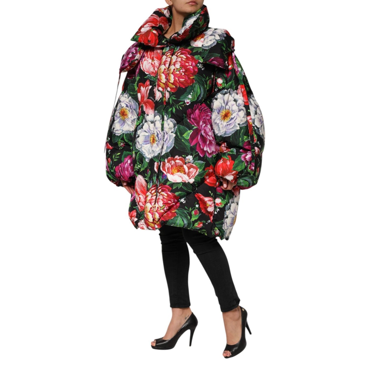 Dolce & Gabbana Multicolor Floral Hooded Puffer Coat Jacket JKT41499-52