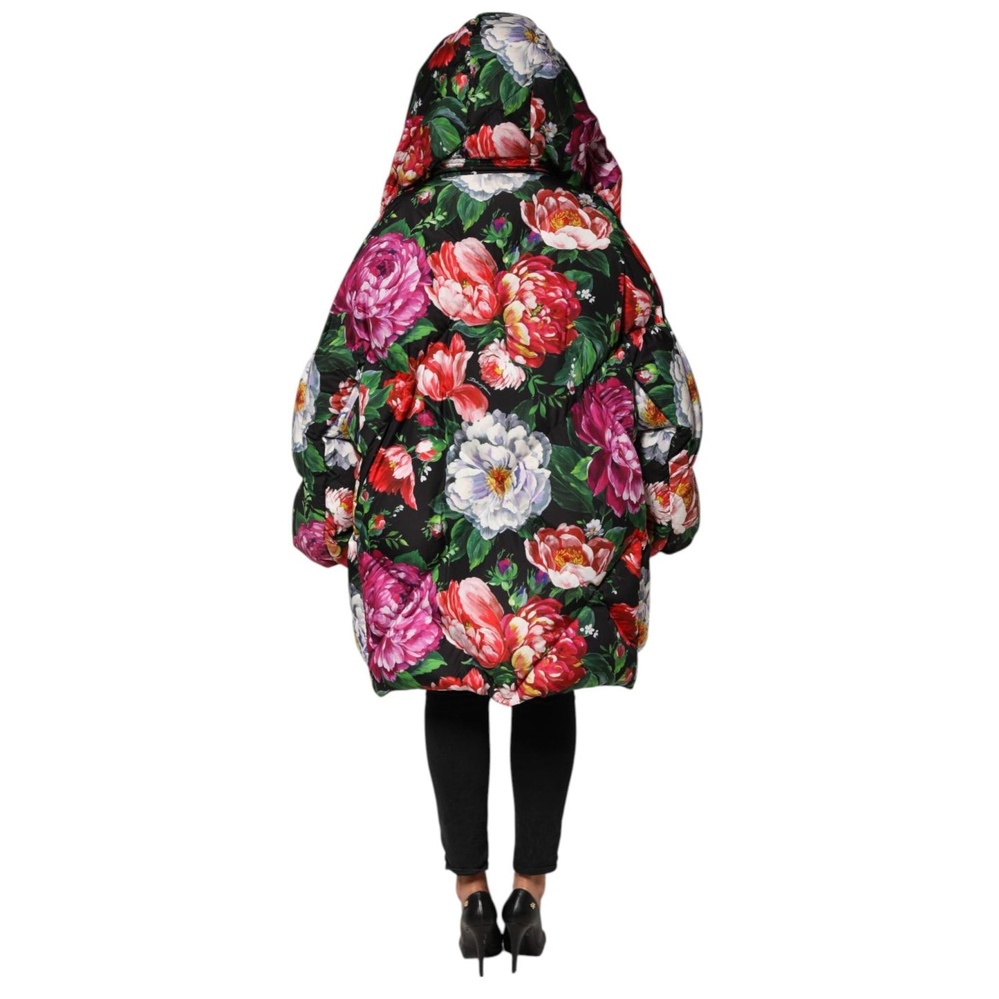 Dolce & Gabbana Multicolor Floral Hooded Puffer Coat Jacket JKT41499-52