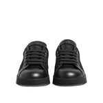 Dolce & Gabbana Black Floral Lace Low Top Sneakers Shoes LA12775-35