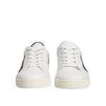 Dolce & Gabbana White Black Leather Low Top Sneakers Shoes LA12797-38