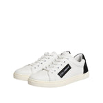 Dolce & Gabbana White Black Leather Low Top Sneakers Shoes LA12797-38