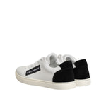 Dolce & Gabbana White Black Leather Low Top Sneakers Shoes LA12797-38
