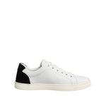 Dolce & Gabbana White Black Leather Low Top Sneakers Shoes LA12797-38