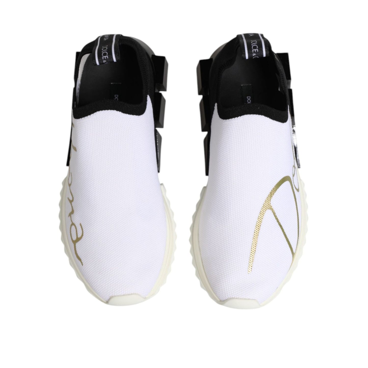 Dolce & Gabbana White Black Low Top Sorrento Sneakers Shoes LA12814-35