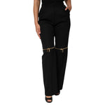 Dolce & Gabbana Black Zip Detailed Wool Straight Leg Pants PAN76682-42