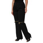 Dolce & Gabbana Black Zip Detailed Wool Straight Leg Pants PAN76682-42