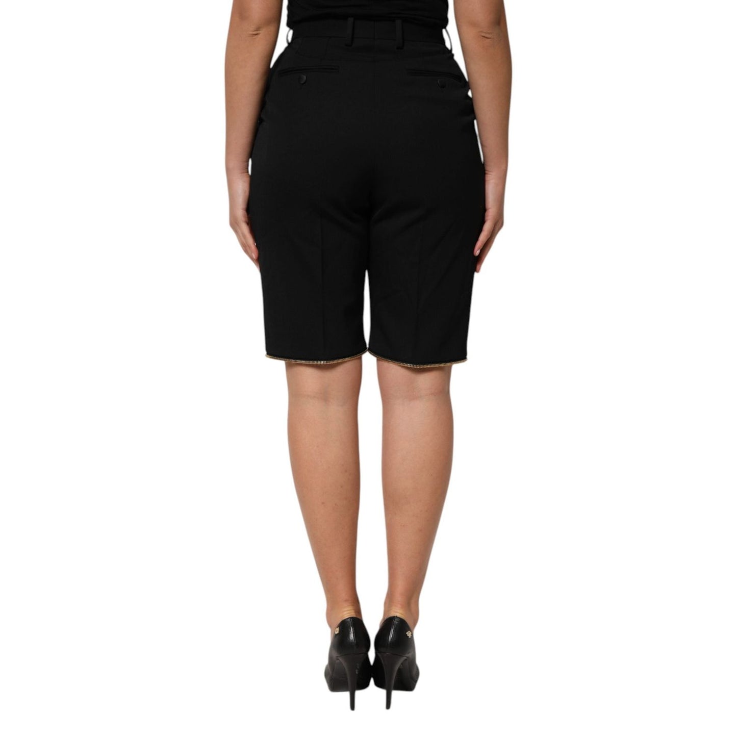 Dolce & Gabbana Black Zip Detailed Wool Straight Leg Pants PAN76682-42