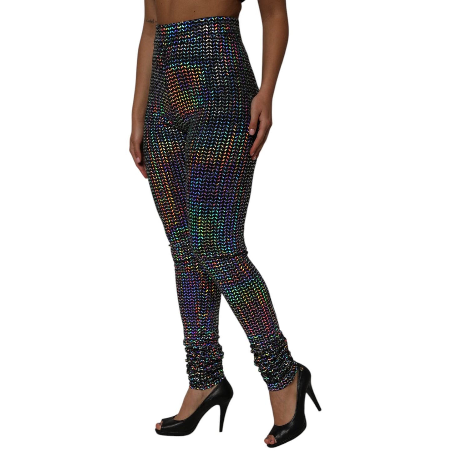Dolce & Gabbana Multicolor Sequined Leggings Trouser Pants PAN76693-46