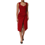 Dolce & Gabbana Red Viscose Stretch Slit Sheath Midi Dress DR81502-38