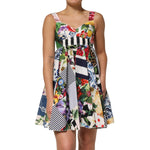 Dolce & Gabbana Multicolor Patchwork Cotton AlineMini Dress DR81678-36