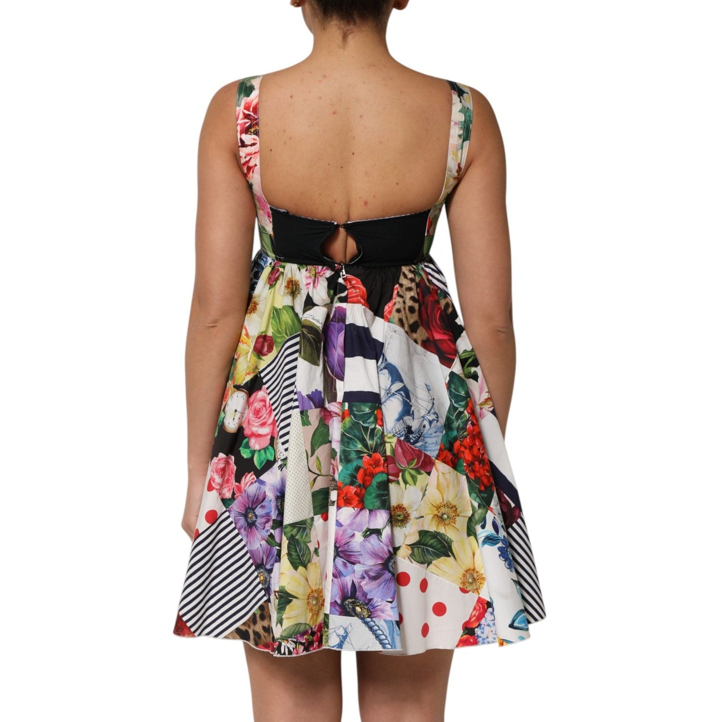 Dolce & Gabbana Multicolor Patchwork Cotton AlineMini Dress DR81678-36