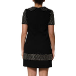 Dolce & Gabbana Black Crystal Embellished Collared Mini Dress DR81780-38
