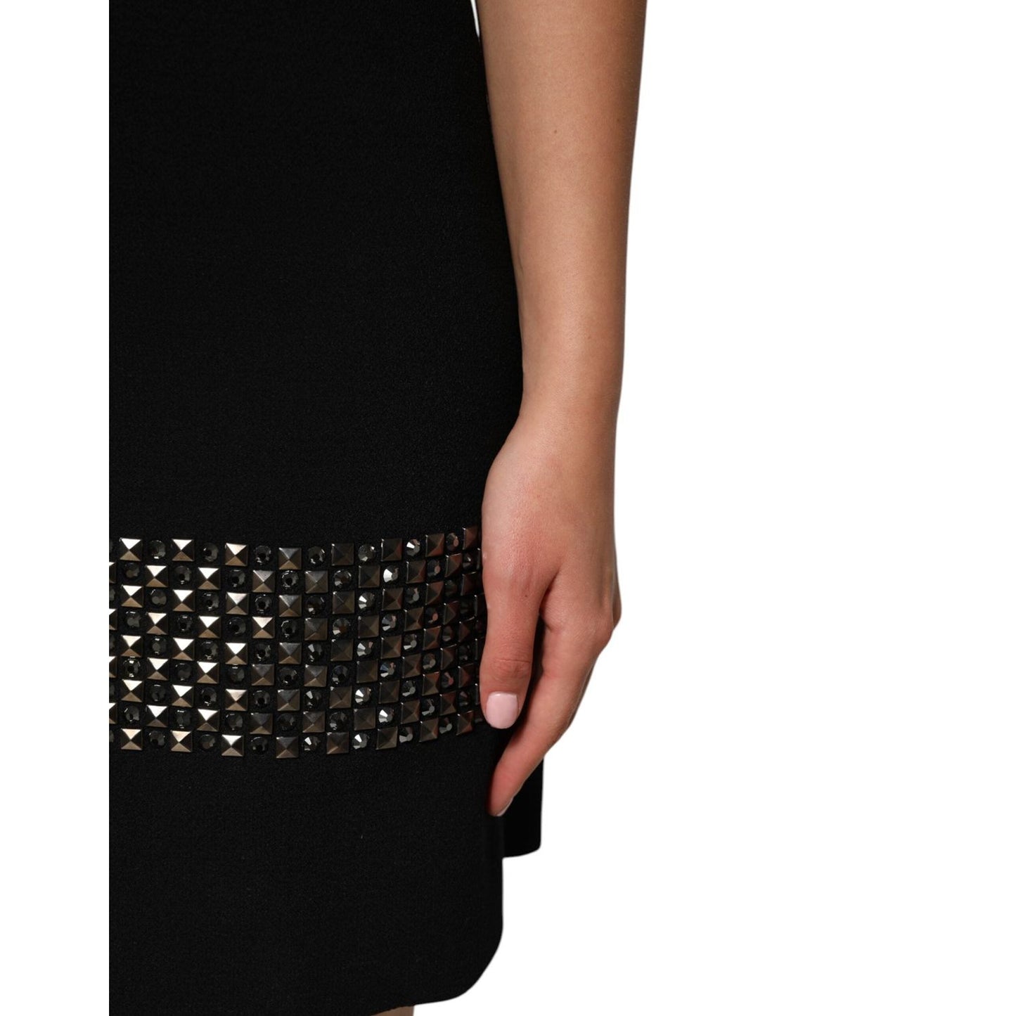 Dolce & Gabbana Black Crystal Embellished Collared Mini Dress DR81780-38