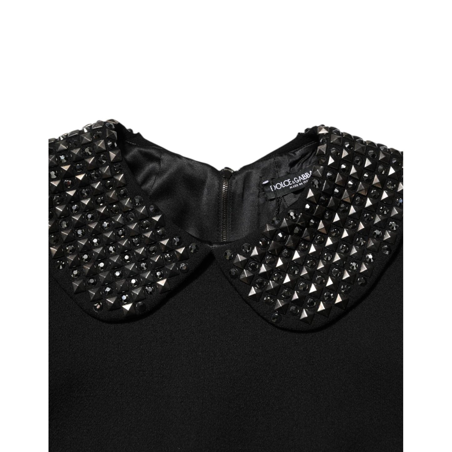 Dolce & Gabbana Black Crystal Embellished Collared Mini Dress DR81780-38