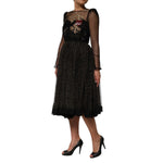 Dolce & Gabbana Black Crystal Heart Embellished A-line Dress DR81782-38
