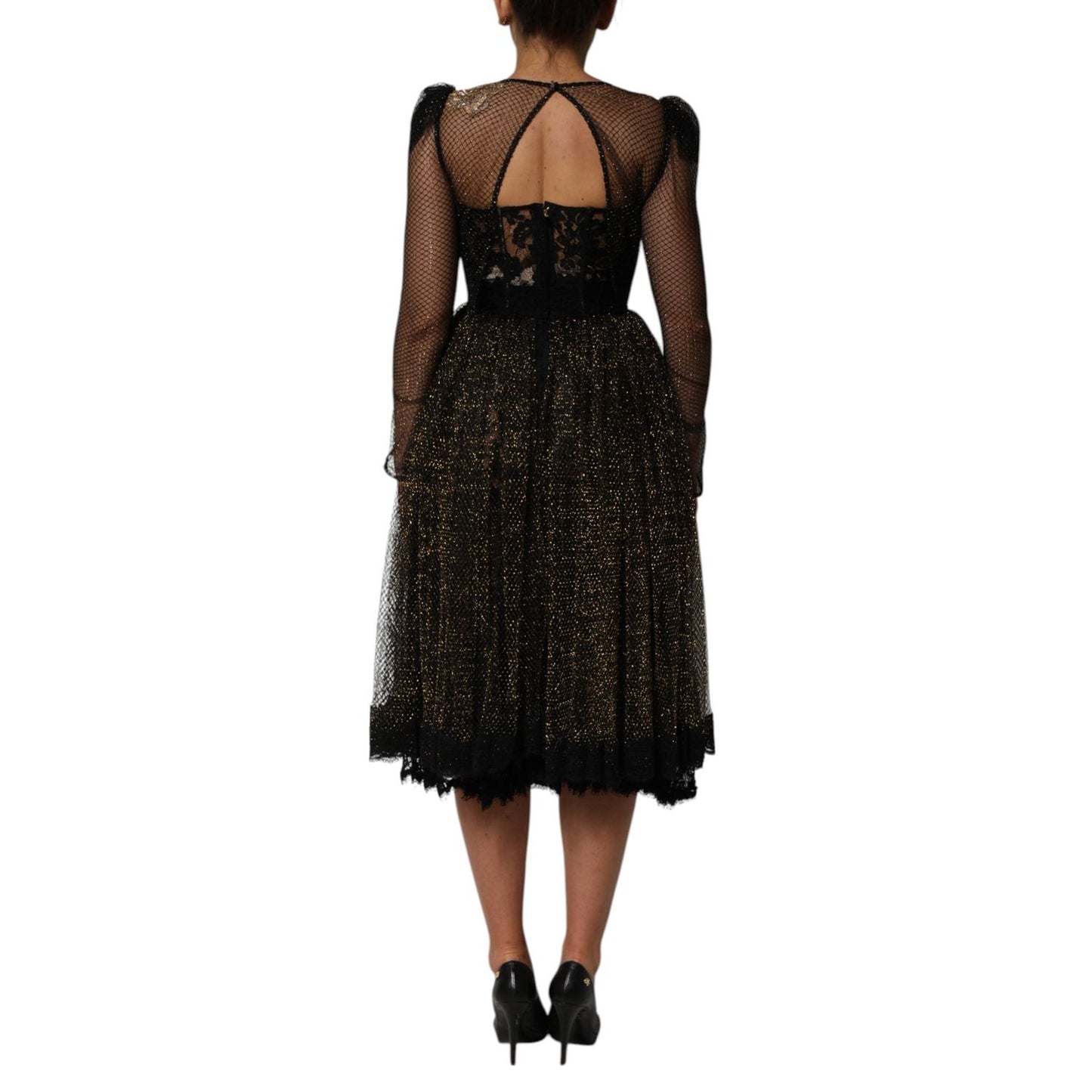 Dolce & Gabbana Black Crystal Heart Embellished A-line Dress DR81782-38