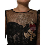 Dolce & Gabbana Black Crystal Heart Embellished A-line Dress DR81782-38