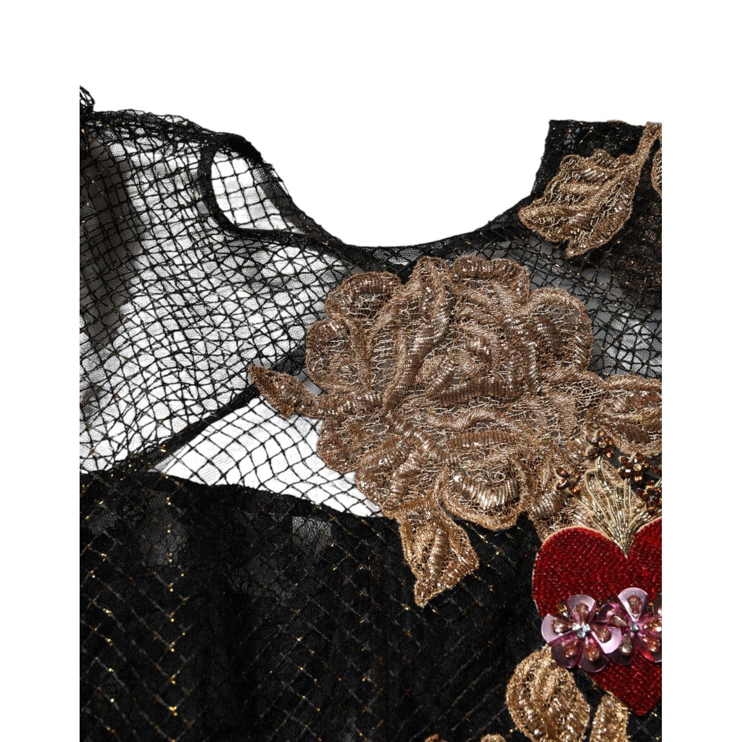 Dolce & Gabbana Black Crystal Heart Embellished A-line Dress DR81782-38