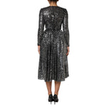 Dolce & Gabbana Black Sequined Long Sleeves Midi A-line Dress DR81823-40
