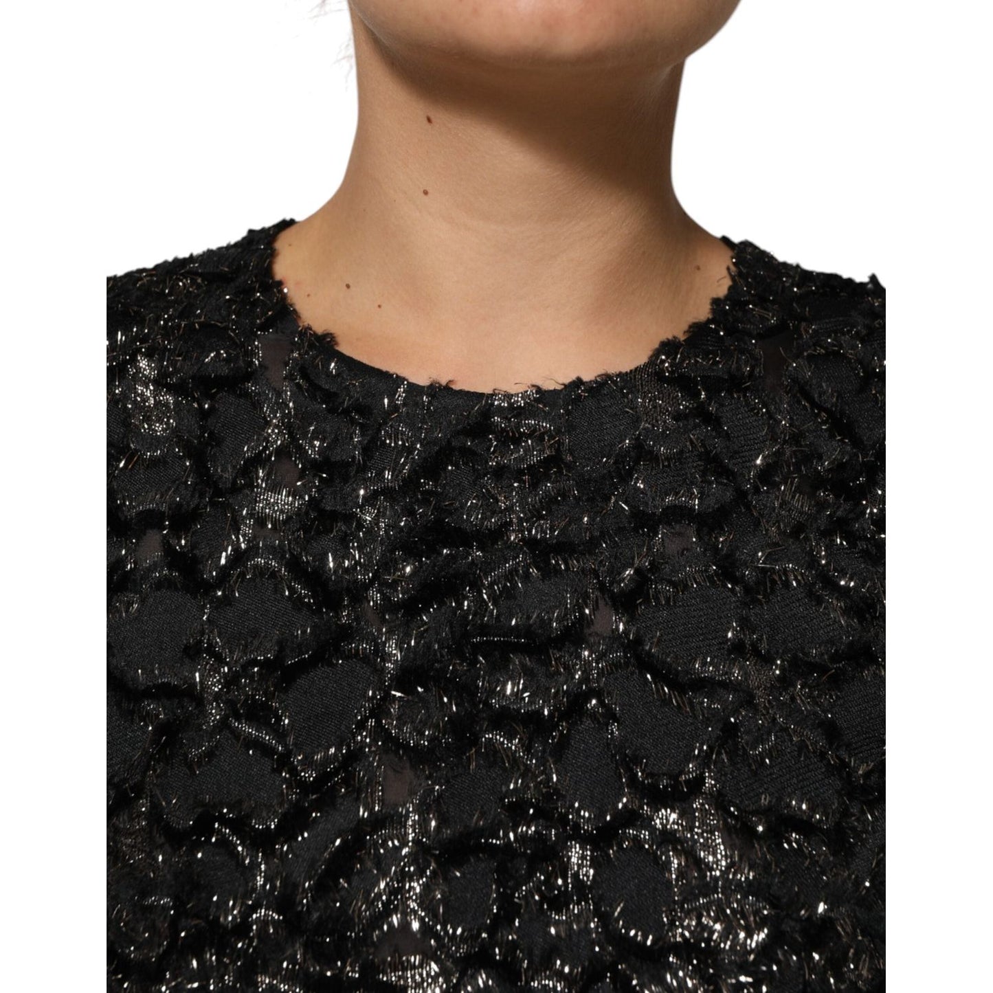 Dolce & Gabbana Black Sequin Bouclé Tweed Sheath Dress DR81827-36