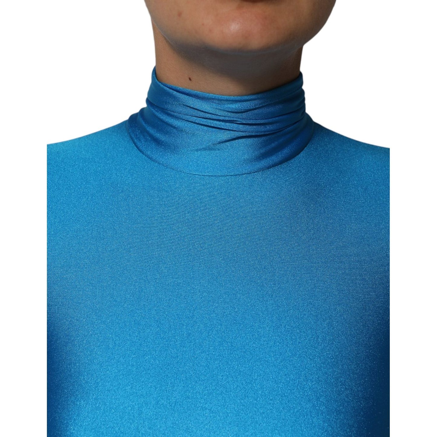 Dolce & Gabbana Blue Nylon Turtleneck Bodycon Jumpsuit Dress DR81801-40