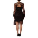 Dolce & Gabbana Black Lace Trim Long Sleeve Sheath Mini Dress DR81771-40