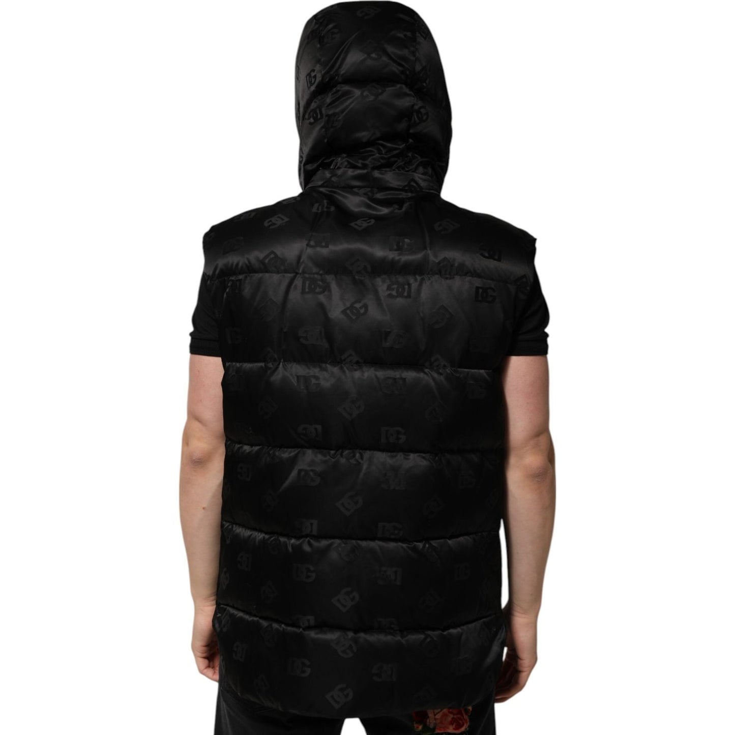 Dolce & Gabbana Black Quilted Sleeveless Hooded Vest Jacket JKT41537-54