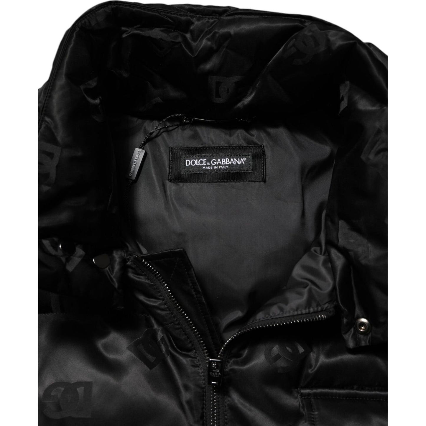 Dolce & Gabbana Black Quilted Sleeveless Hooded Vest Jacket JKT41537-54