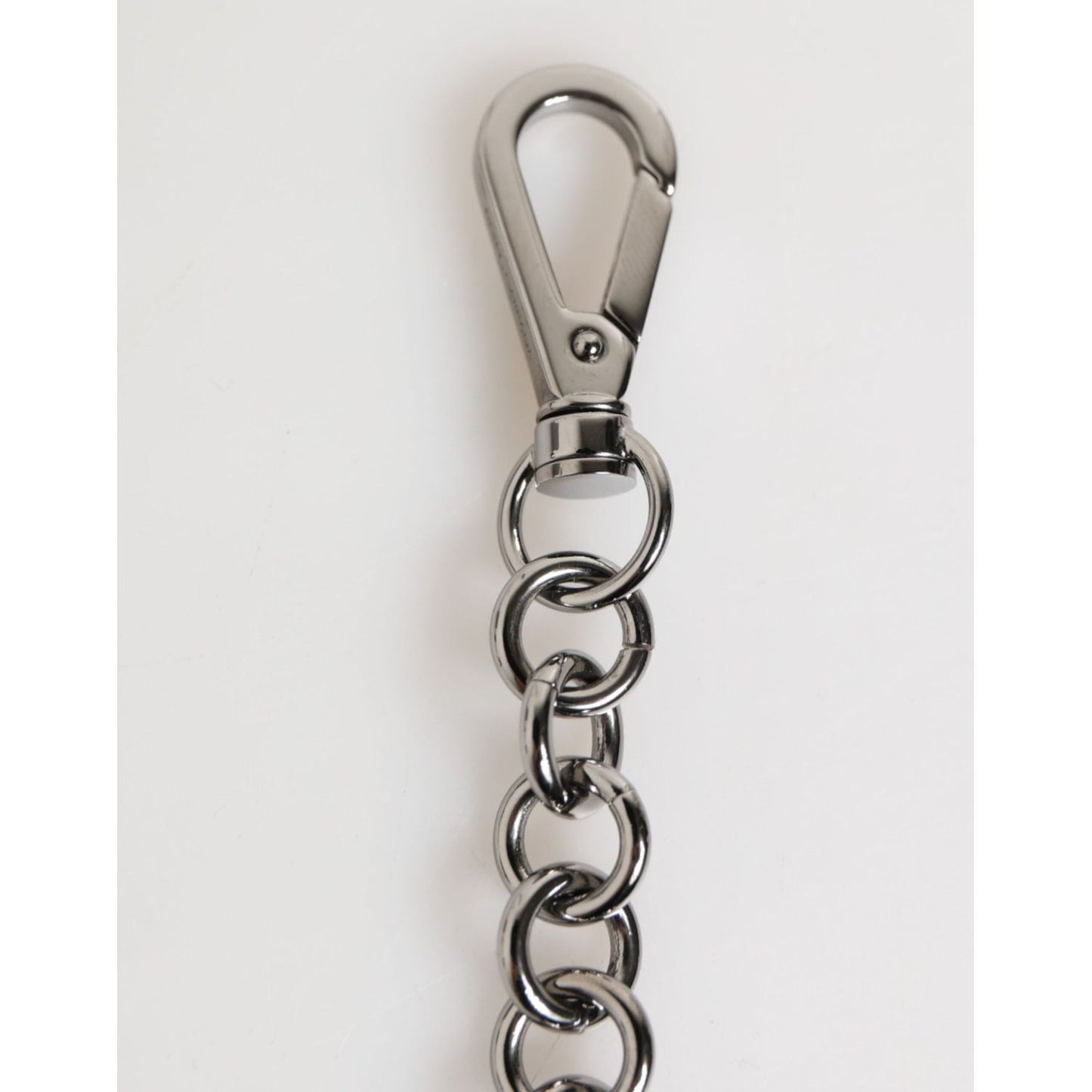 Dolce & Gabbana Black White DG Rubber Logo Silver Men Keychain Keyring SMY10703