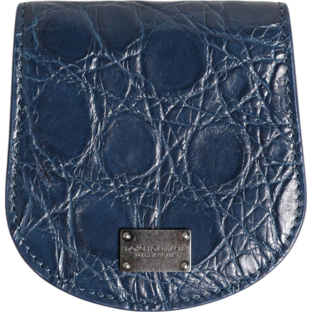 Dolce & Gabbana Blue Exotic Skin Coin Condom Case Holder Pocket Wallet SMY10706