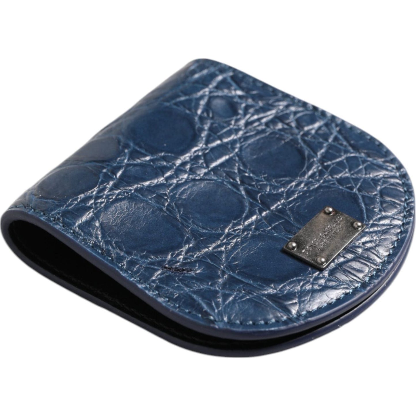 Dolce & Gabbana Blue Exotic Skin Coin Condom Case Holder Pocket Wallet SMY10706