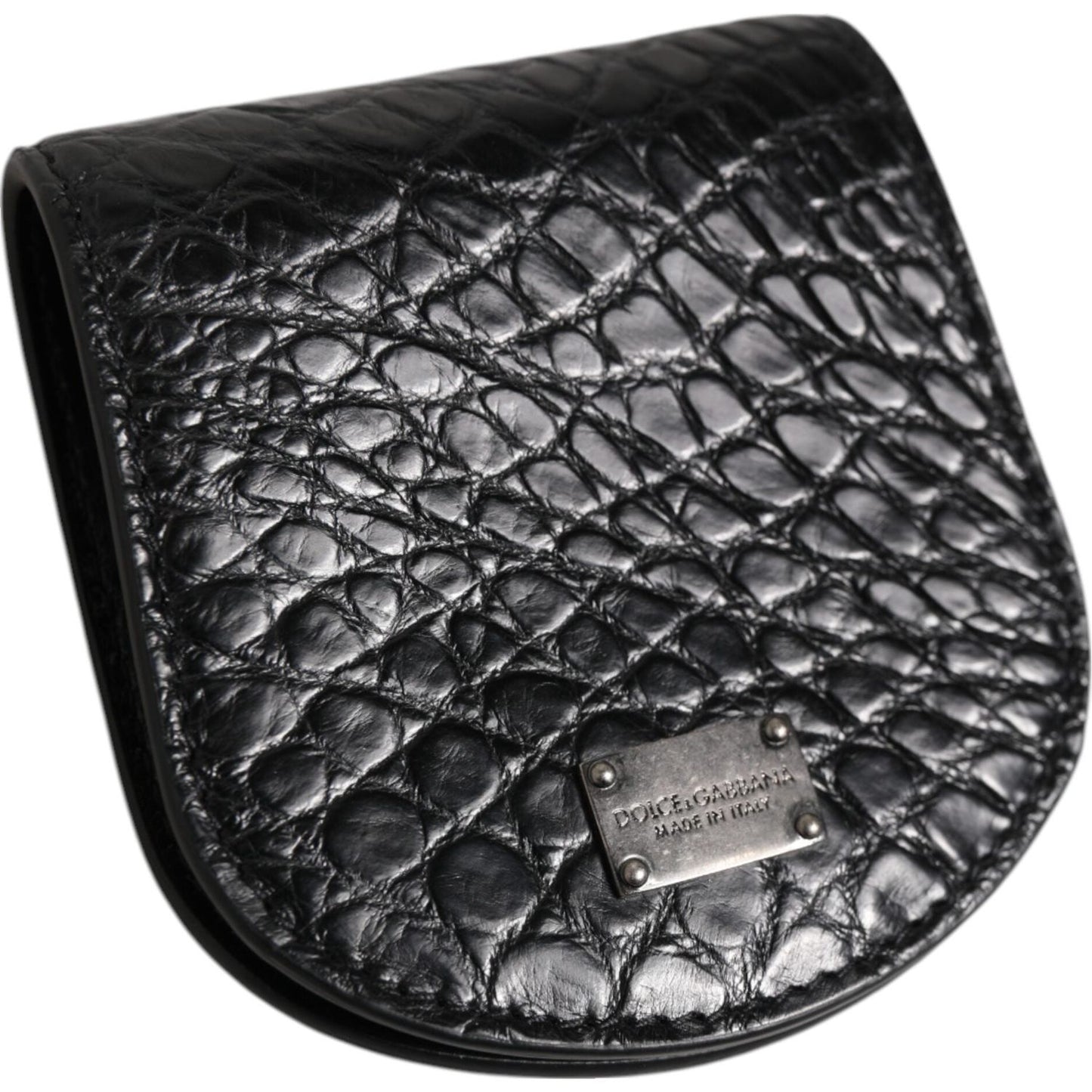 Dolce & Gabbana Black Exotic Skin Coin Condom Case Holder Pocket Wallet