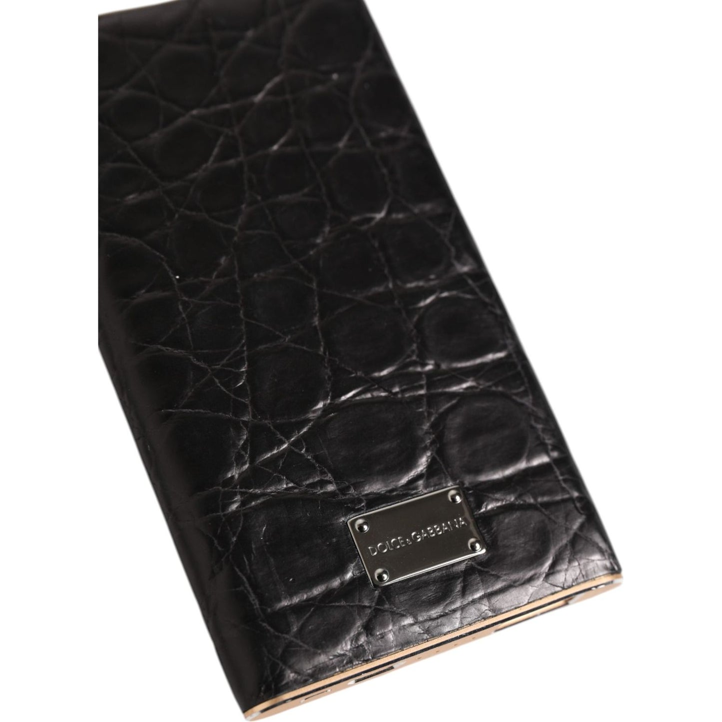Dolce & Gabbana Black Leather Exotic Skin 3000mAh Power Bank Charger USB SMY10709