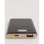 Dolce & Gabbana Black Leather Exotic Skin 3000mAh Power Bank Charger USB SMY10709