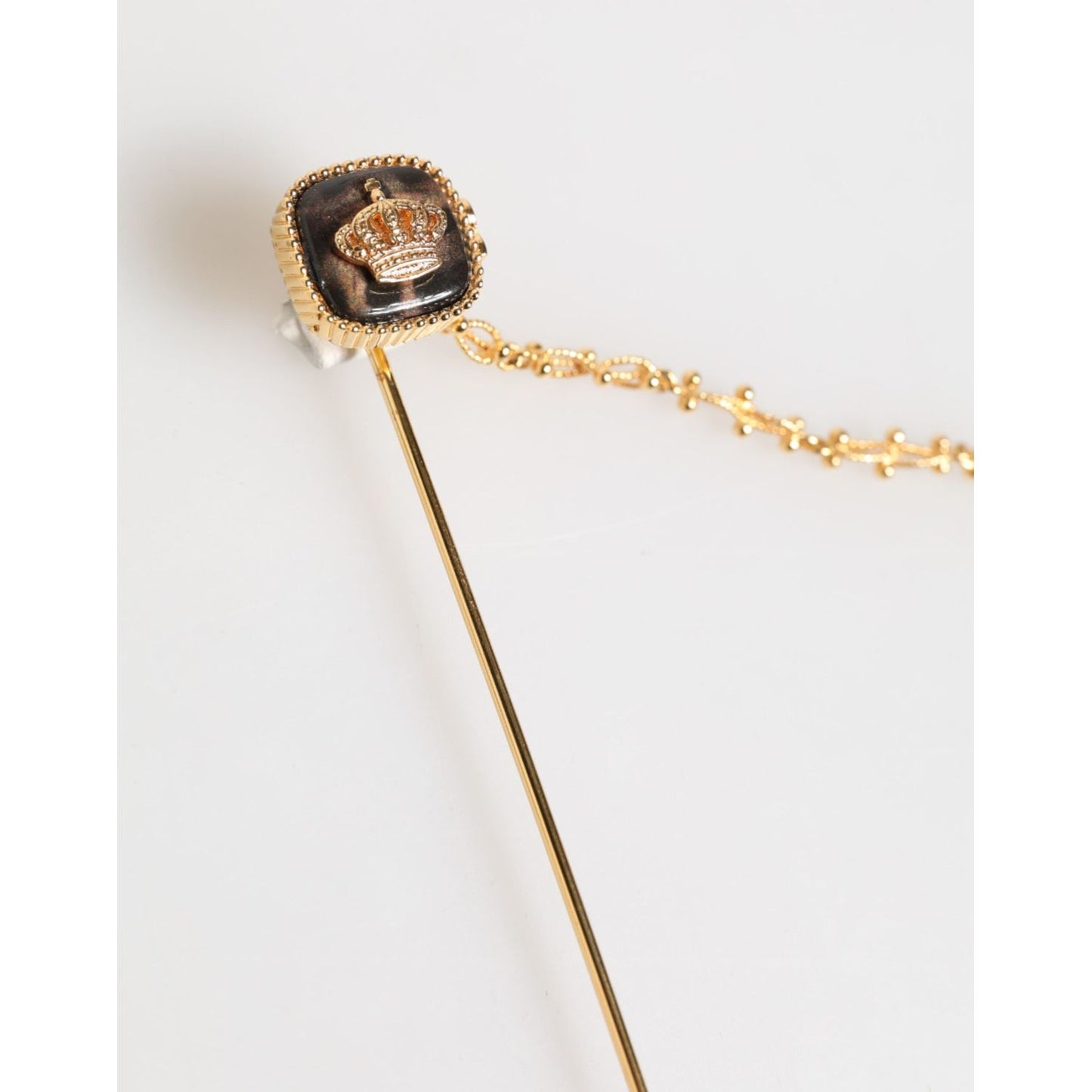 Dolce & Gabbana DG Crown Gold Chain Mens Accessories Brooch Lapel Pin SMY10723