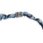 Dolce & Gabbana Blue White Braided Silver Metal Logo Beaded Men Bracelet SMY11101