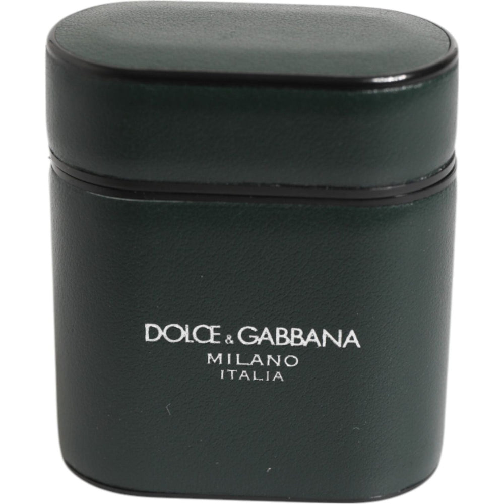 Dolce & Gabbana Black Leather Logo Print Flip Holder Men Airpods Case SMY11115