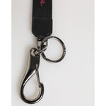 Dolce & Gabbana Black Red Polyester DG Logo Silver Men Keychain Keyring SMY11132