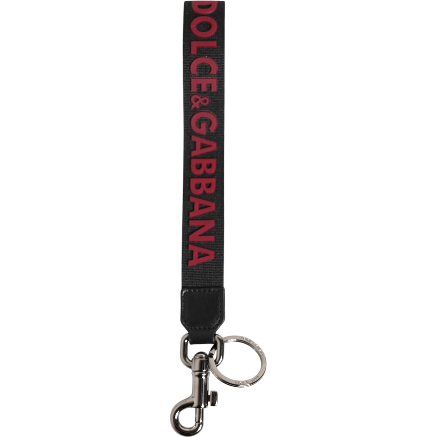 Dolce & Gabbana Black Red DG Logo Polyester Silver Men Keychain Keyring SMY11133