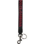 Dolce & Gabbana Black Red DG Logo Polyester Silver Men Keychain Keyring SMY11133