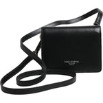 Dolce & Gabbana Black Leather Bifold Card Holder Crossbody Men Borse Bag SMY11219
