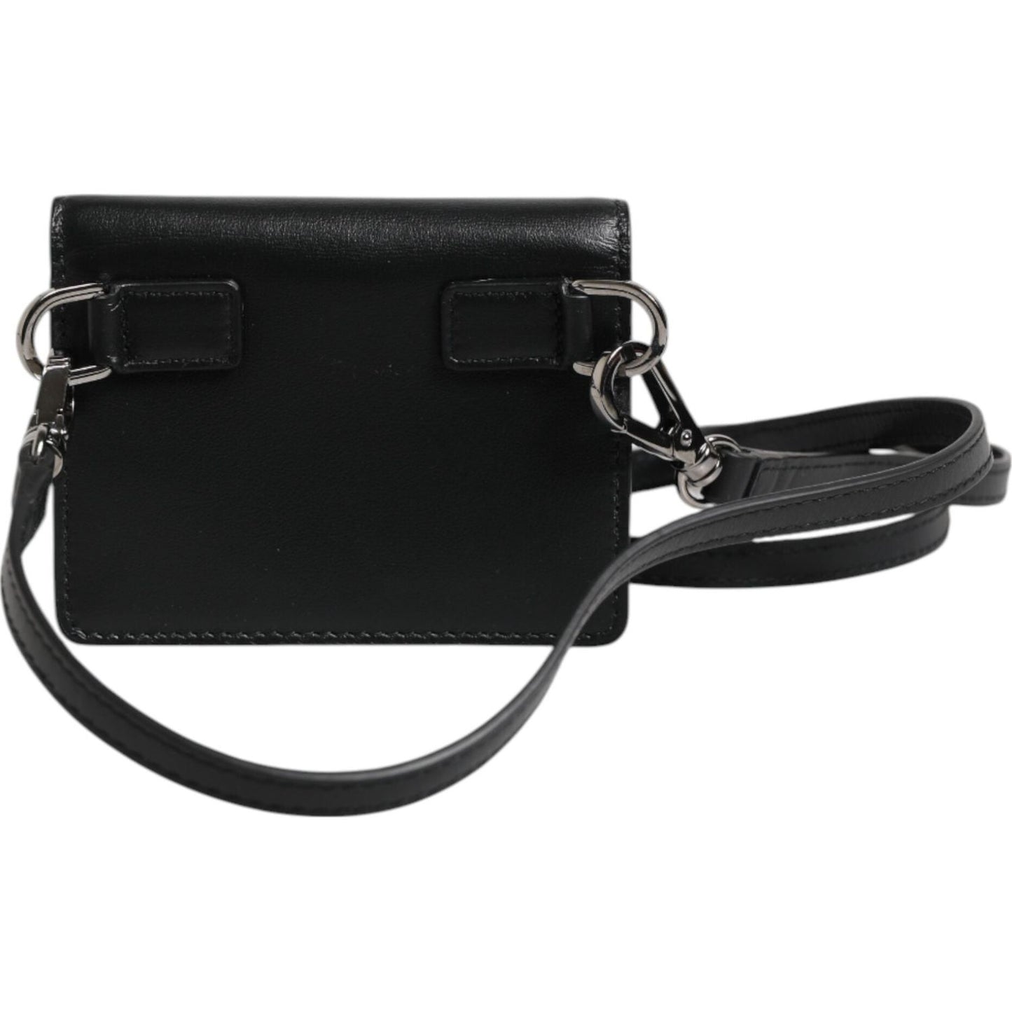 Dolce & Gabbana Black Leather Bifold Card Holder Crossbody Men Borse Bag SMY11219